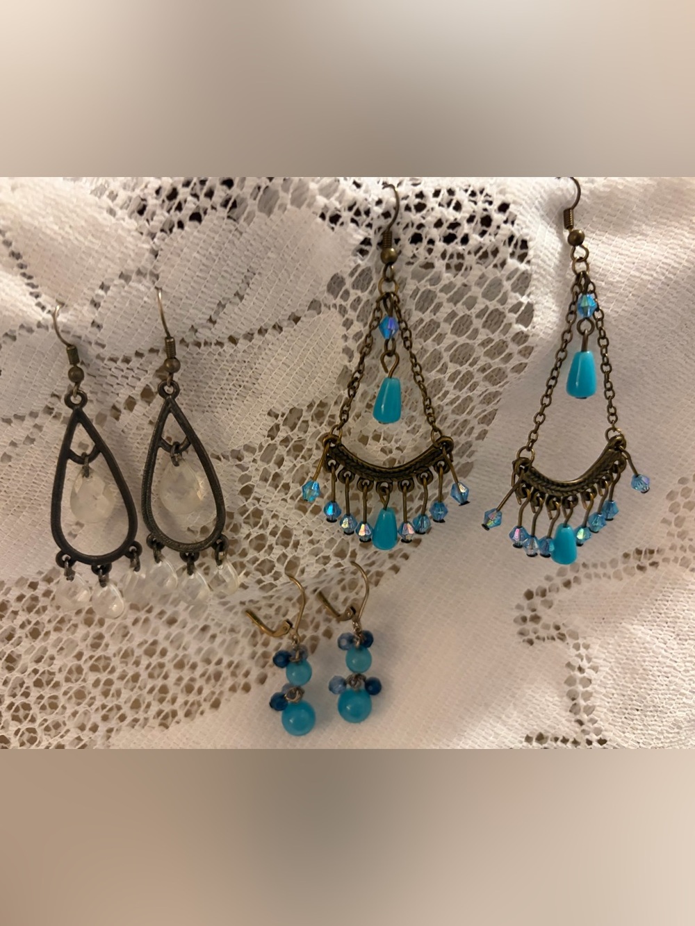 💙✨🩵Beautiful set of 3 boho dangle earrings